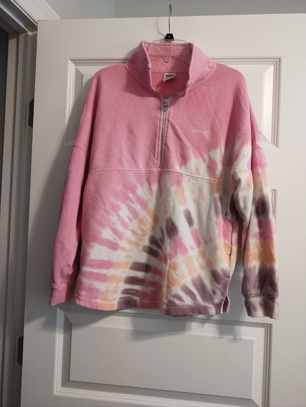 Pink Victoria's Secret Tie-Dye Half-Zip Women’s Sweater